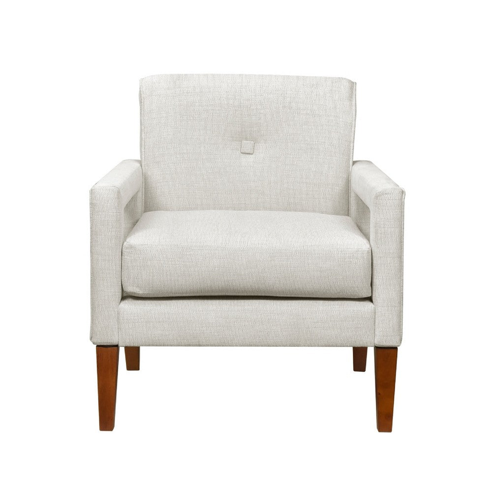 Bei Armchair, Beige Chenille Cushion, Walnut Brown Solid Wood