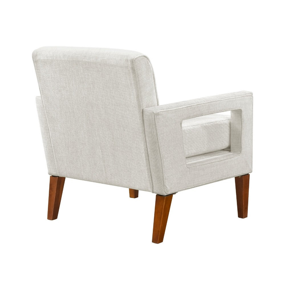 Bei Armchair, Beige Chenille Cushion, Walnut Brown Solid Wood