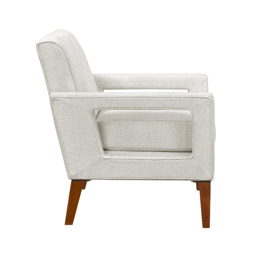 Bei Armchair, Beige Chenille Cushion, Walnut Brown Solid Wood