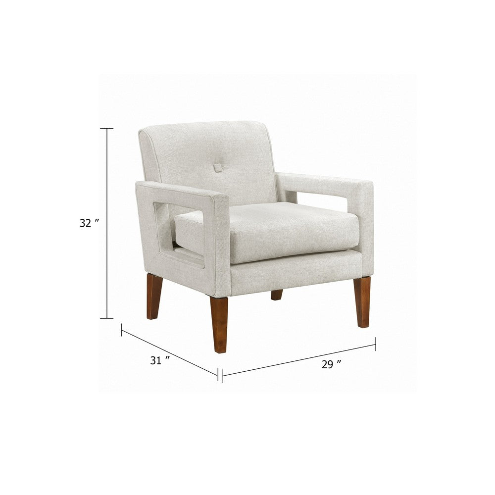 Bei Armchair, Beige Chenille Cushion, Walnut Brown Solid Wood