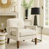 Bei Armchair, Beige Chenille Cushion, Walnut Brown Solid Wood