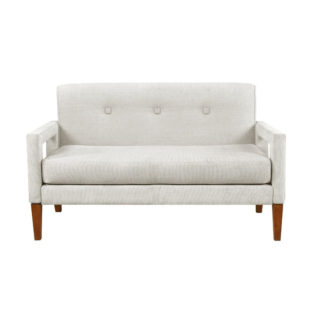 Bei Loveseat, Beige Chenille Cushion, Walnut Brown Solid Wood, 55"