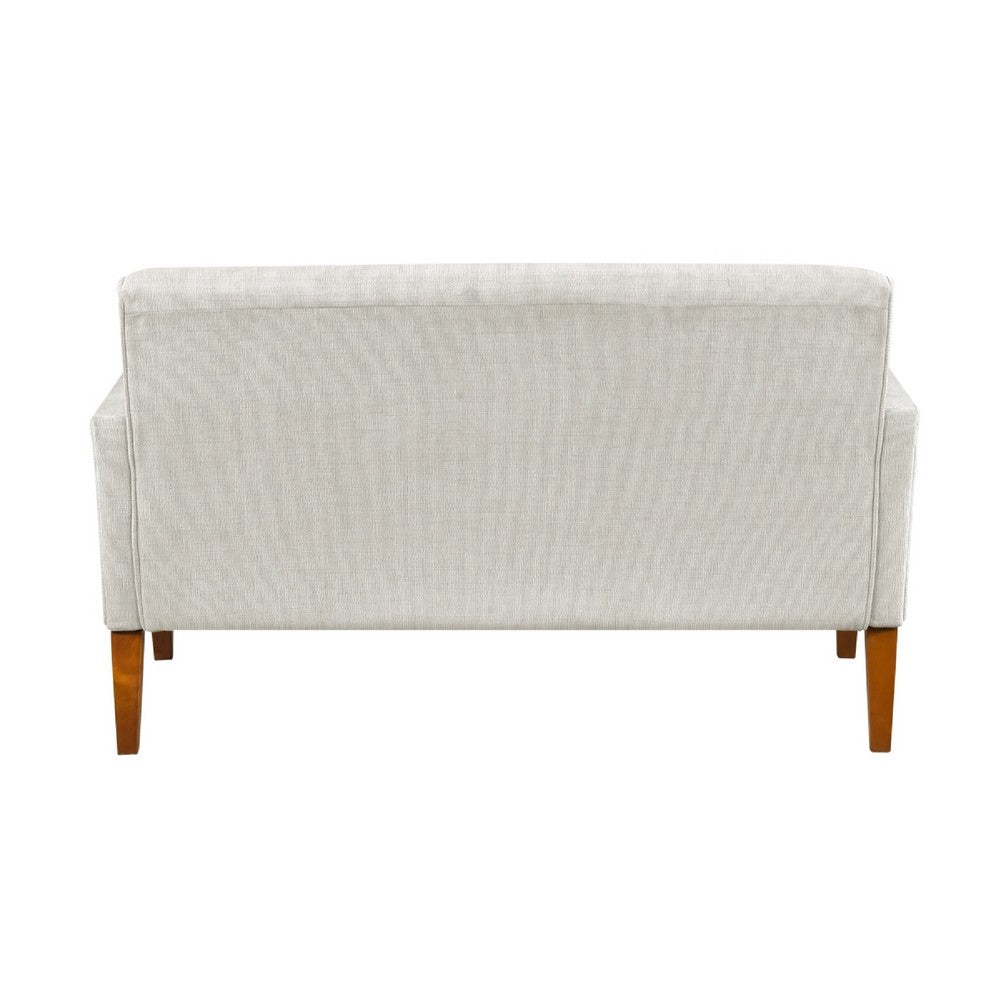 Bei Loveseat, Beige Chenille Cushion, Walnut Brown Solid Wood, 55"