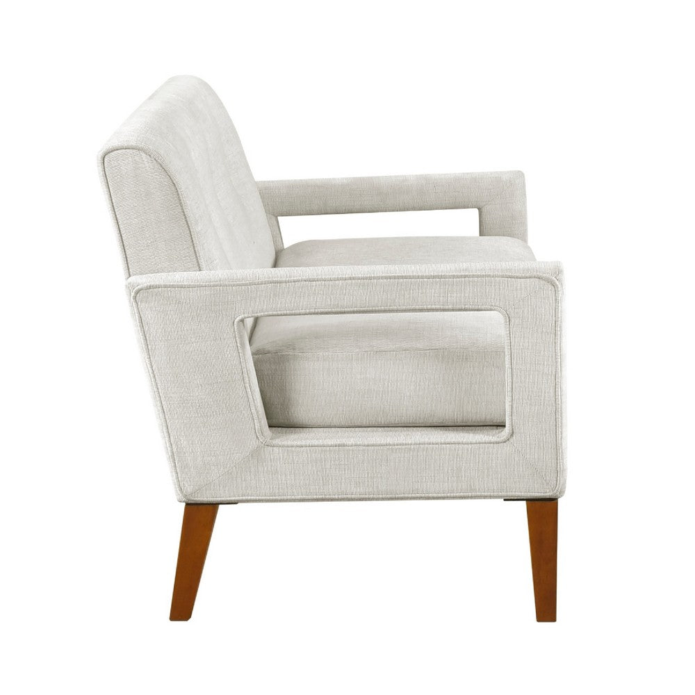 Bei Loveseat, Beige Chenille Cushion, Walnut Brown Solid Wood, 55"