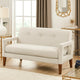 Bei Loveseat, Beige Chenille Cushion, Walnut Brown Solid Wood, 55"