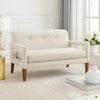 Bei Loveseat, Beige Chenille Cushion, Walnut Brown Solid Wood, 55"