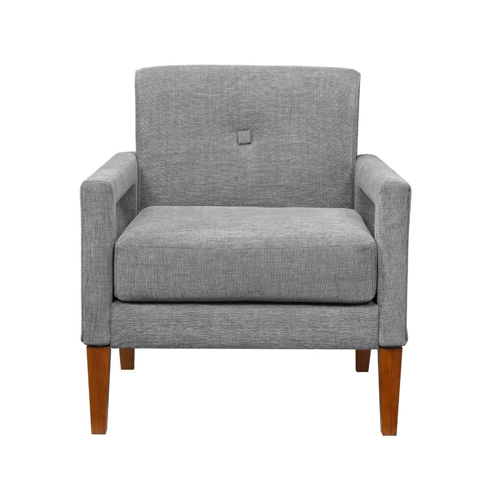 Bei Armchair, Gray Chenille Cushion, Walnut Brown Solid Wood