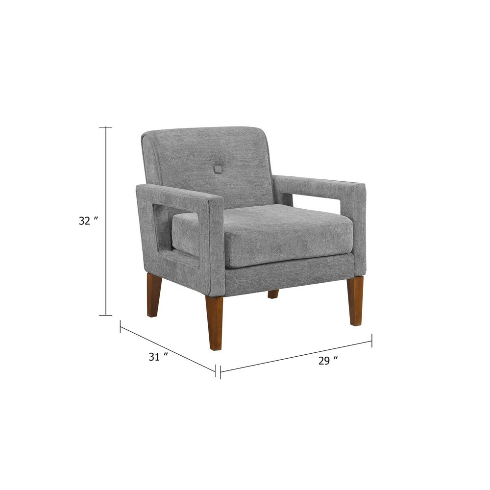 Bei Armchair, Gray Chenille Cushion, Walnut Brown Solid Wood