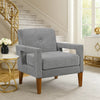 Bei Armchair, Gray Chenille Cushion, Walnut Brown Solid Wood