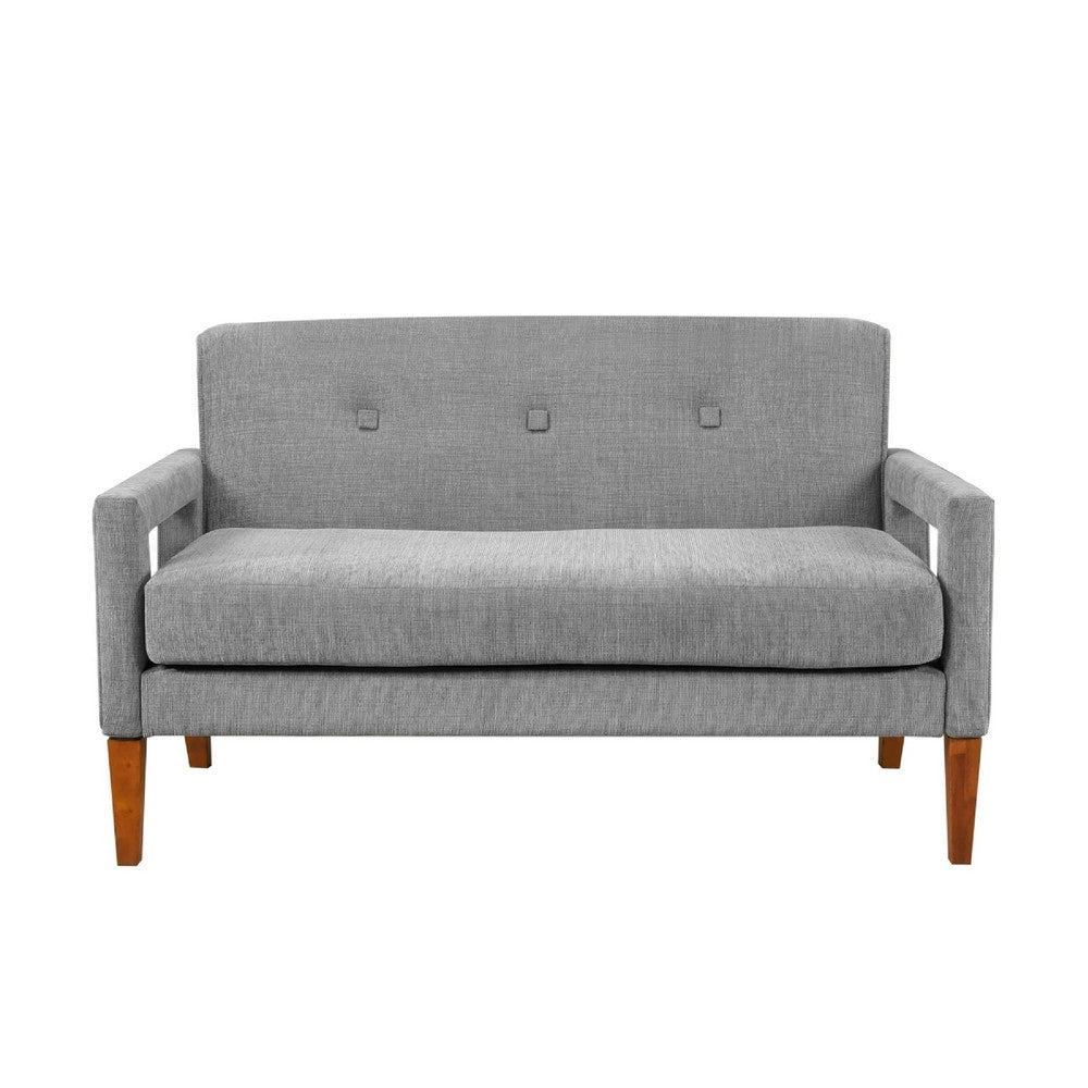 Bei Loveseat, Gray Chenille Cushion, Walnut Brown Solid Wood, 55"