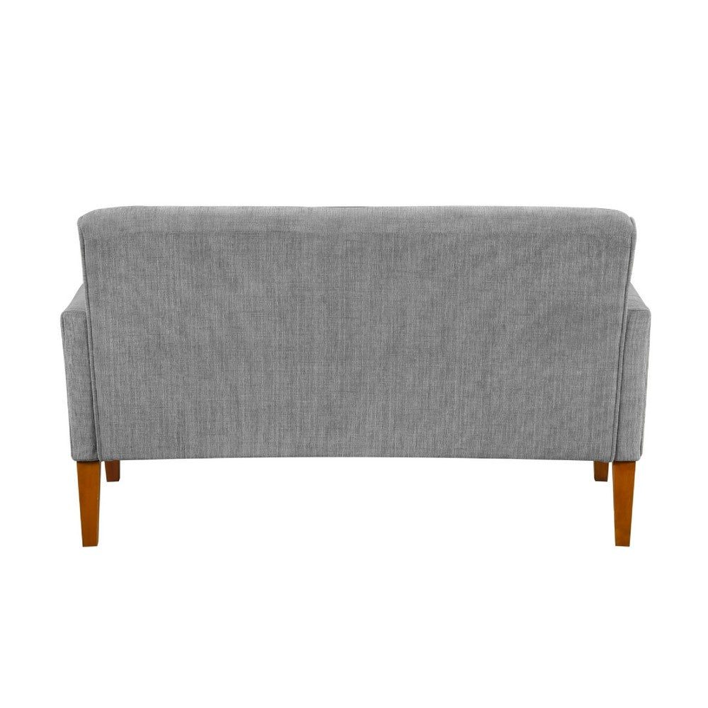 Bei Loveseat, Gray Chenille Cushion, Walnut Brown Solid Wood, 55"