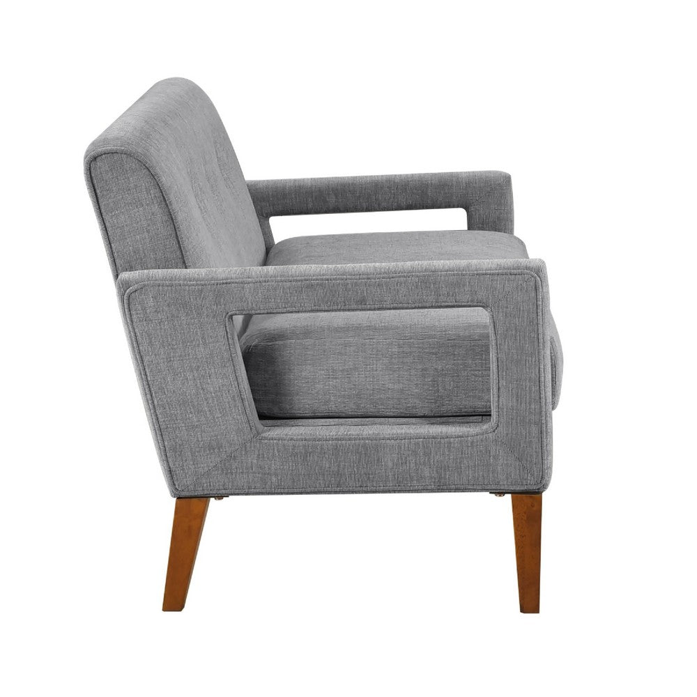 Bei Loveseat, Gray Chenille Cushion, Walnut Brown Solid Wood, 55"