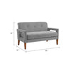 Bei Loveseat, Gray Chenille Cushion, Walnut Brown Solid Wood, 55"