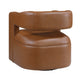Cera Swivel Chair, Barrel Back, Camel Brown Faux Leather Upholstery
