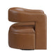 Cera Swivel Chair, Barrel Back, Camel Brown Faux Leather Upholstery