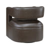 Cera Swivel Chair, Barrel Back, Coffee Brown Faux Leather Upholstery