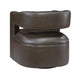 Cera Swivel Chair, Barrel Back, Coffee Brown Faux Leather Upholstery