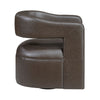 Cera Swivel Chair, Barrel Back, Coffee Brown Faux Leather Upholstery