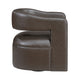 Cera Swivel Chair, Barrel Back, Coffee Brown Faux Leather Upholstery