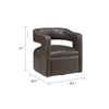 Cera Swivel Chair, Barrel Back, Coffee Brown Faux Leather Upholstery