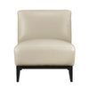 Hoy Accent Chair, Beige Top Grain Leather, Black Solid Wood Legs