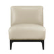 Hoy Accent Chair, Beige Top Grain Leather, Black Solid Wood Legs