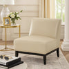 Hoy Accent Chair, Beige Top Grain Leather, Black Solid Wood Legs