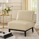 Hoy Accent Chair, Beige Top Grain Leather, Black Solid Wood Legs