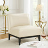 Hoy Accent Chair, Beige Top Grain Leather, Black Solid Wood Legs