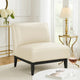 Hoy Accent Chair, Beige Top Grain Leather, Black Solid Wood Legs