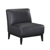 Hoy Accent Chair, Top Grain Leather Cushions, Black Solid Wood Legs