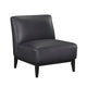 Hoy Accent Chair, Top Grain Leather Cushions, Black Solid Wood Legs