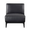 Hoy Accent Chair, Top Grain Leather Cushions, Black Solid Wood Legs