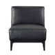 Hoy Accent Chair, Top Grain Leather Cushions, Black Solid Wood Legs