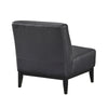 Hoy Accent Chair, Top Grain Leather Cushions, Black Solid Wood Legs