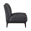Hoy Accent Chair, Top Grain Leather Cushions, Black Solid Wood Legs