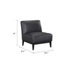 Hoy Accent Chair, Top Grain Leather Cushions, Black Solid Wood Legs