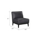 Hoy Accent Chair, Top Grain Leather Cushions, Black Solid Wood Legs