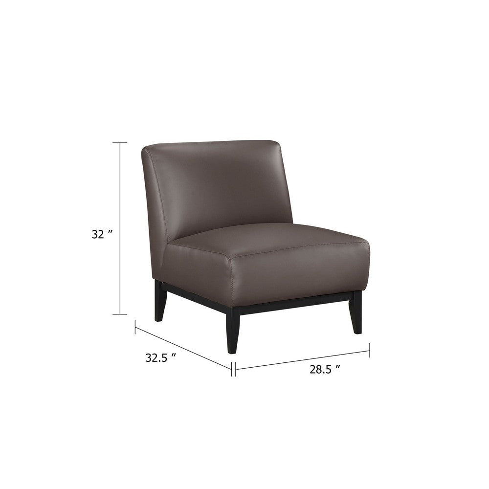 Hoy Accent Chair, Dark Brown Top Grain Leather, Black Solid Wood Legs