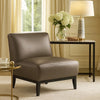 Hoy Accent Chair, Dark Brown Top Grain Leather, Black Solid Wood Legs