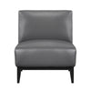 Hoy Accent Chair, Dark Gray Top Grain Leather, Black Solid Wood Legs