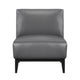 Hoy Accent Chair, Dark Gray Top Grain Leather, Black Solid Wood Legs