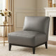 Hoy Accent Chair, Dark Gray Top Grain Leather, Black Solid Wood Legs