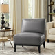 Hoy Accent Chair, Dark Gray Top Grain Leather, Black Solid Wood Legs