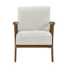 Ary Armchair, Beige Chenille Cushion, Chestnut Brown Solid Rubberwood
