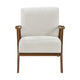 Ary Armchair, Beige Chenille Cushion, Chestnut Brown Solid Rubberwood