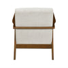 Ary Armchair, Beige Chenille Cushion, Chestnut Brown Solid Rubberwood