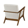 Ary Armchair, Beige Chenille Cushion, Chestnut Brown Solid Rubberwood