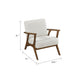 Ary Armchair, Beige Chenille Cushion, Chestnut Brown Solid Rubberwood