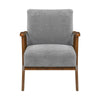 Ary Armchair, Gray Chenille Cushion, Chestnut Brown Solid Rubberwood